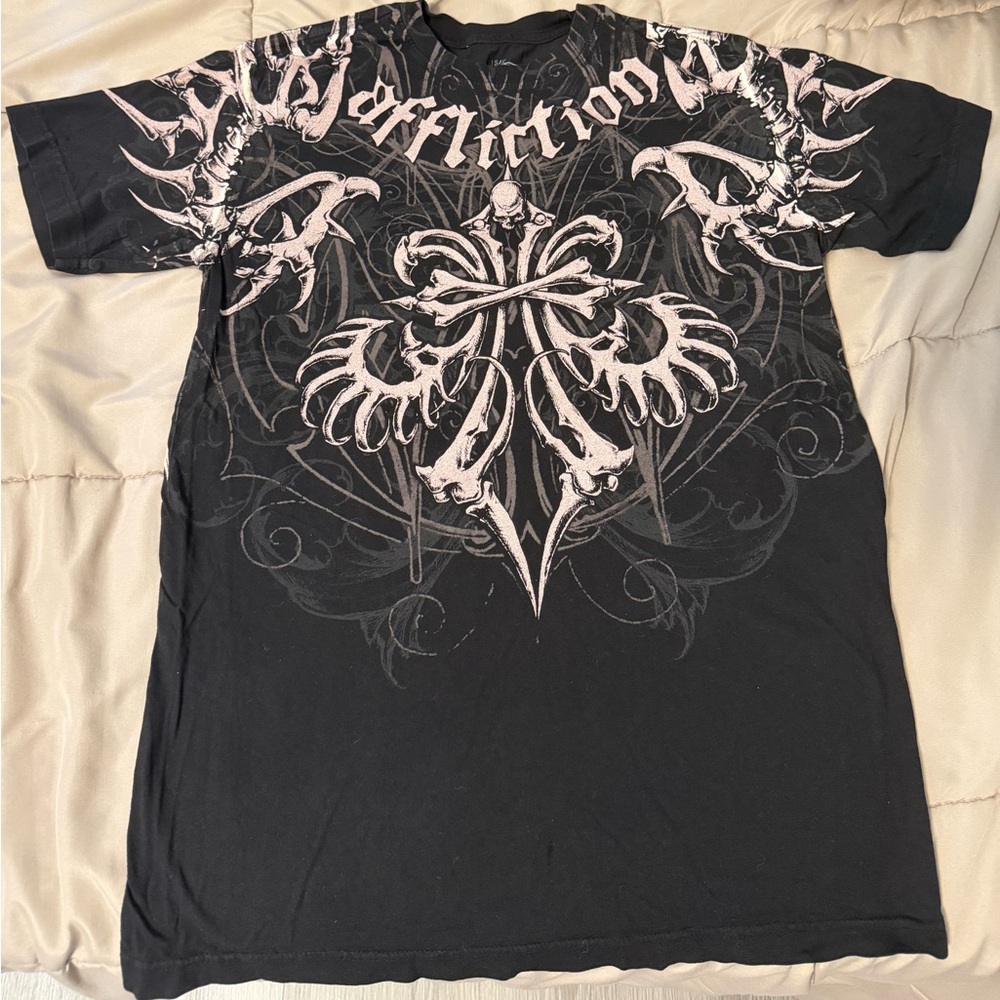 Affliction Black and White Graphic Tee